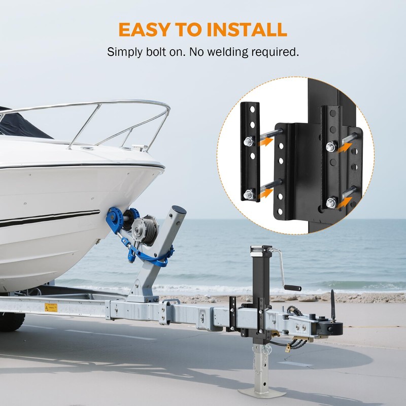 BEAMNOVA 8000 lbs Trailer Jack, Drill-Powered/Manual, Bolt-On Side Mount Swivel