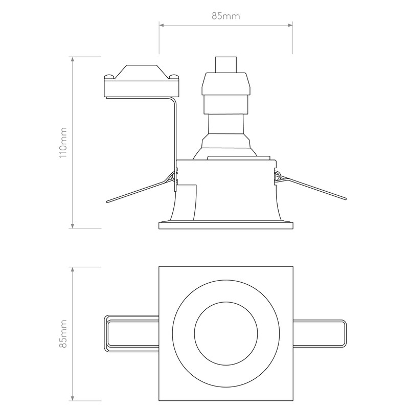 Astro Minima Square Fixed IP65 Bathroom Downlight - IP65 Rated