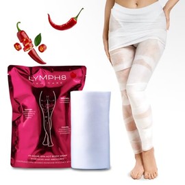 Envoltura corporal termoactiva de drenaje linfático y modelado para piernas y abdomen. Tonifica, reafirma y reduce la hinchazón | Envoltura prehumedecida de 12 m | Cafeína, niacinamida, Capsicu