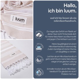 Luum® XXL beach towel, women's and men's hammam towel, sauna towel, hand towel, yoga towel, bath towel, sarong, travel towel, Turkish peshtemal towels