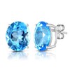 KOKAV 925 Sterling Silver Genuine Blue Topaz Studs Earrings, 12x10mm
