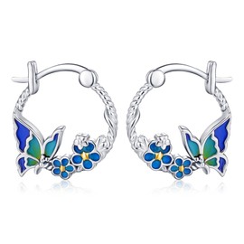 ZIPPICE Hoop Earrings, 925 Sterling Silver Hoop Earrings, Hypoallergenic Earrings, Small Hoop Earrings, Animal Earrings, Jewellery, Gift for Women, Sterling Silver