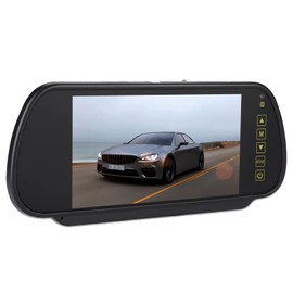 Wendry LCD Car Display,Av1 Video Interface,AV2 Video Interface,Wide Voltage Setting,Short-Circuit for 7inch Car Rearview Mirror LCD Auto Dimming Monitor Rear View Camera with