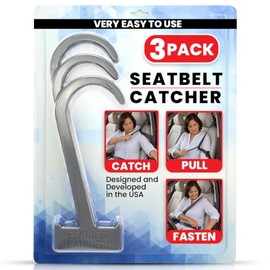 Seatbelt Catcher - 3 Pack Grabber and Seat Belt Aid for Elderly and People with Disabilities - Seat Belt Extender - Twisting or Reaching Perfect Aid for Back, Shoulder, Elbow Injuries (Gray)