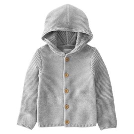 little planet by carter's Baby Organic Cotton Signature Stitch Cardigan, Grey, 9M