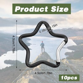 Pack of 10 Carabiner Star Carabiner Hooks Colourful Star Carabiner Outdoor Key Chain Carabiner Aluminium Alloy Star Shaped Carabiner Hook for DIY Backpack Travel Hiking Sports