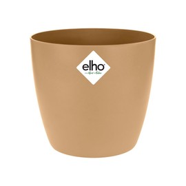 elho Brussels Round 16 - Flower Pot for Indoor - 100% Recycled Plastic - Ø 16.0 x H 14.7 cm - Brown/Cookie Brown