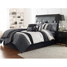 Riverbrook Home Country Manor Collection Comforter Set, King, Elsie - Black/Gray, 7 Piece Set