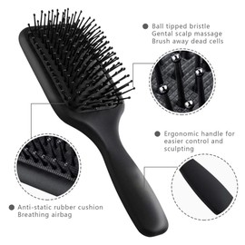 Triko Juego de cepillos y peines de 4 piezas para hombre y mujer | Juego de accesorios de cuidado y belleza personal para cabello grueso o delgado con mango ergonómico, cepillo, peine para cabello.
