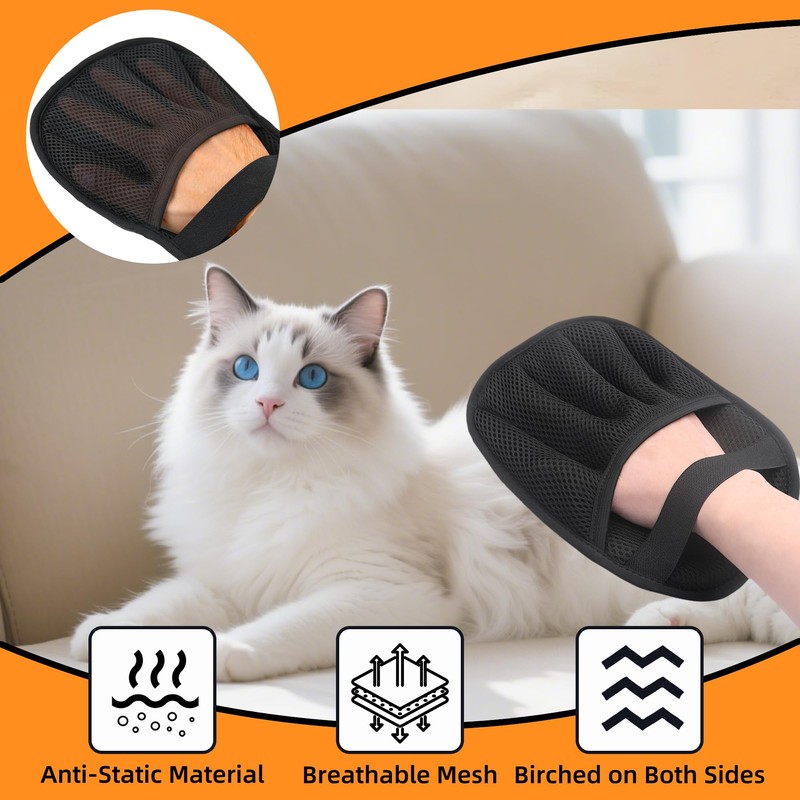 Pet Hair Remover, Reusable Pet Hair Remover Glove, Double-Sided Electrostatic