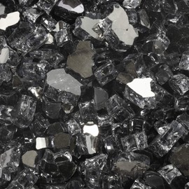 High Luster, 1/2" Reflective Tempered Fire Glass in Interstellar Gray, 10 Pound Jar, by Celestial Fire Glass