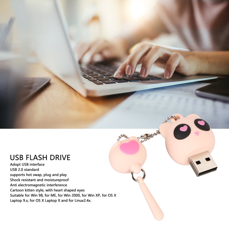 Cartoon USB Flash Drive Kitten Style USB2.0 Interface Plug and