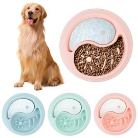 HOSTK Slow Feeder Dog Bowls, Anti-Choking Dog Food Bowl for Large and Medium Dogs, No-Spill Water Bowl & Slow Feeder, Anti-Slip Interactive Puzzle Pet Food Training Bowl Toy for All Breeds Pets(Pink)