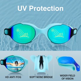 DIZOKIZO Swimming Goggles UV Protection Anti-Fog Waterproof Swim Goggles Easy to Adjust for Adult Men Women