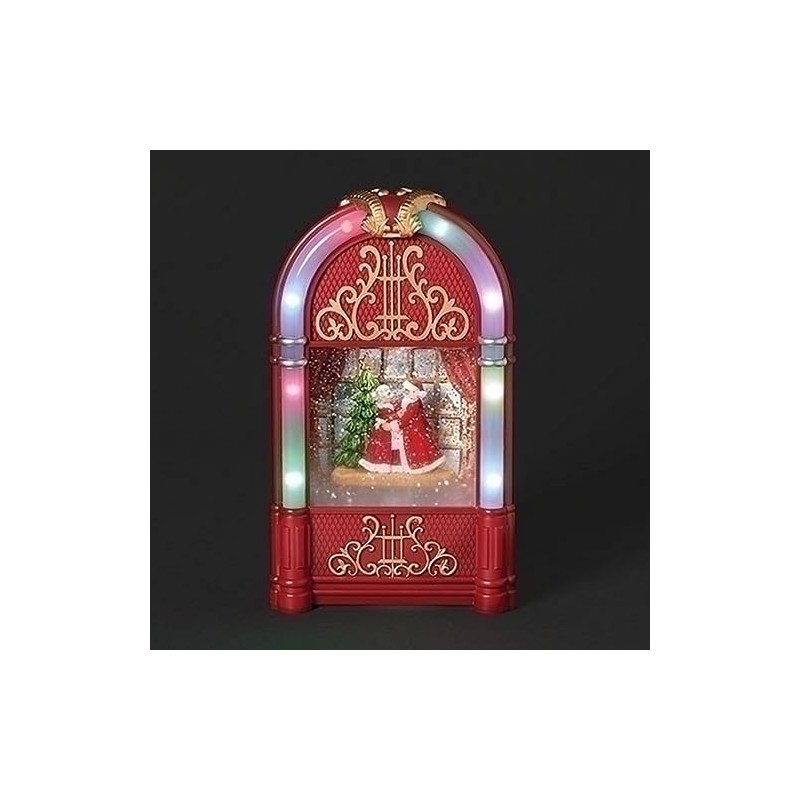 Roman Lighted Swirl Juke Box Dancing Santa and Mrs. Claus,