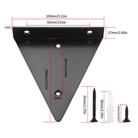 Pack of 2 Floating Shelf Brackets (14 cm x 13 cm), Invisible Triangle Wall Brackets, Hidden Wall Shelf Brackets, Wall Mounting, Robust Metal Wall Brackets for Storage Shelf, Bookshelf