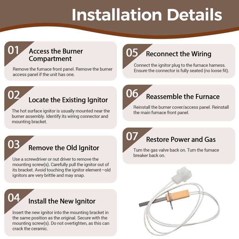 768A-844 Furnace Igniter 80V Compatible with Lennox Replaces 768A-4 41K5601