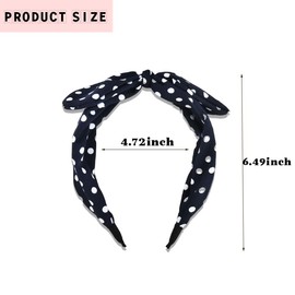 Navy Blue Polka Dot Headband for Women Girls Bow Headbands for Women's Hair