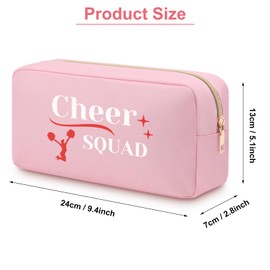 Cheerleader Gifts for Women Girls Pink Cosmetic Bag Cheer Team Gift Cheerleading Appreciation Birthday Gifts for Women Cheerleader Teammates Cheer Mom Coach Double Side Travel Makeup Pouch