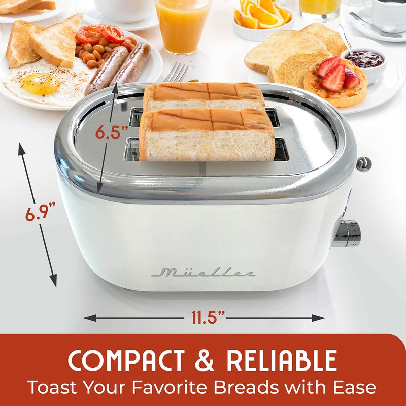 MUELLER HOME Retro Toaster 2 Slice, 7 Browning Levels, 3