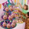 KARAQY Rainbow Neon Leopard Cupcake Stand,Cheetah Birthday Party Decorations 3