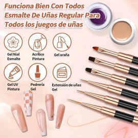 Juego de pinceles para decoración de uñas, 5 piezas Pinceles para decoración de uñas acrílicas de doble punta Detalle del delineador Pinceles finos Bolígrafo de dibujo de uñas Decoraciones d Solaura®