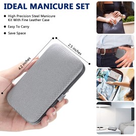 Lasnten 24 Set Manicure Set Bulk Nail Clippers Grooming Nail Kit Stainless Steel Professional Pedicure Kit Pedicure Tools with Travel Case Gifts for Men Women Personal Nail (Gray, Silver,8 in 1)