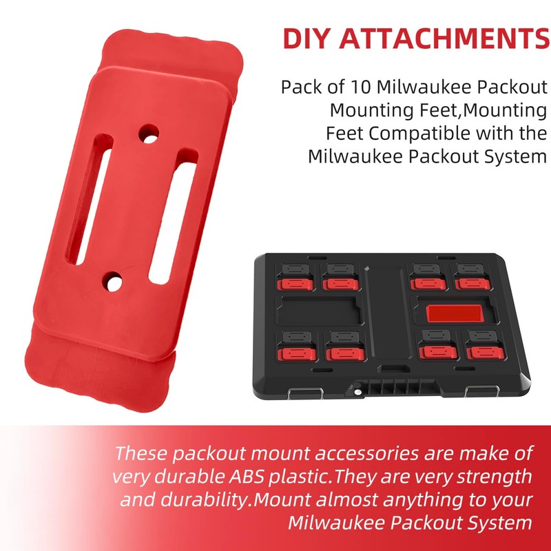 Red Feet Mounting System for Milwaukee Packout – 10pcs Options,