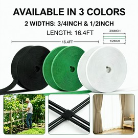 Reusable Hook and Loop Cable Ties - 3/4inch X 16ft Black Adjustable, Multipurpose Wire Organizer for Home, Office & Travel