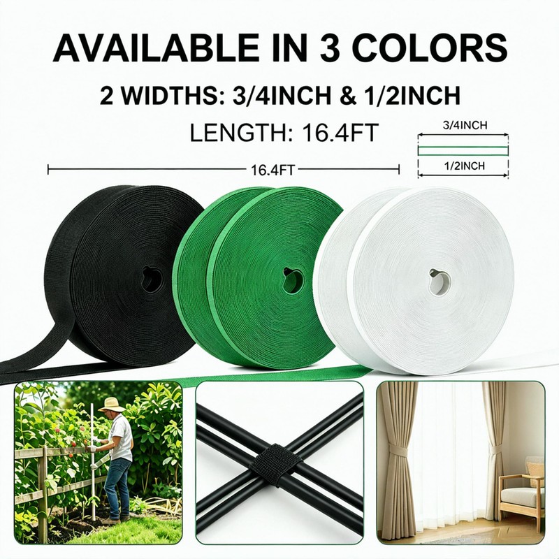 Reusable Hook and Loop Cable Ties - 3/4inch X 16ft
