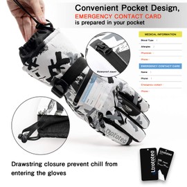 Ski Gloves, Snow Winter Gloves Warm Touchscreen Gloves Waterproof Outdoor Motorcycle Gloves (Large)