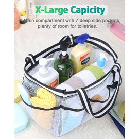 fiezkaa Mesh Shower Caddy Portable Shower Bag for College Dorm Camping Travel Gym(White)