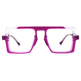 VOOGLAM Aviator Clear Lens Glasses for Women Men Stylish Purple Green Frame Non-Prescription Eyeglasses Ilene