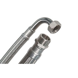 SFX® Reinforced Hose 200 cm Flexible Hose 1/2 Inch Male x 1/2 Inch Female Thread with 90° Bend Stainless Steel Mesh Water Hose Water Pipe Drinking Water Hose 2000 mm