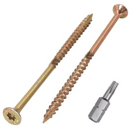 SKIR'CO Pack of 40 Universal Steel Galvanised 4.0 x 80 mm Yellow Wood Screws Countersunk Head Torx Head Type 17 Chipboard Screws