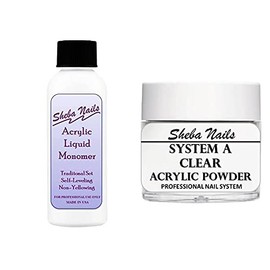 SHEBA NAILS System A Acrylic Nail Powder Combo Kit 4oz. Acrylic Liquid & 1oz. Clear Acrylic Powder