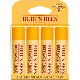 Burt'S Bees 100% Natural Moisturizing Lip Balm, Original Beeswax with Vitamin E and Peppermint Oil, 4 Tubes
