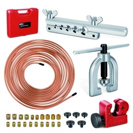 DNA MOTORING Brake Line Tubing Kit, 25 Ft. of 3/16 Copper Coated Flexible Tube, Upgraded Brake Line Tube Roll with 16 Fittings and 4 Unions, TOOLS-00773