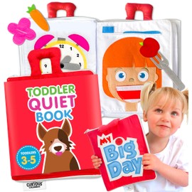 Curious Columbus - Quiet Book for Toddlers - Large Fabric Activity Busy Book. Toddler Montessori Book. 10 Pages of Learning & Fun for Quiet Play. Airplane Activities, Essential Road Trip Travel Toy