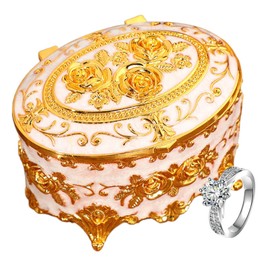 Retro Metal Trinket Box | Flower Metal Box,Portable Jewelry Display Organizer Case for Brooches, Rings, Earrings, Necklaces