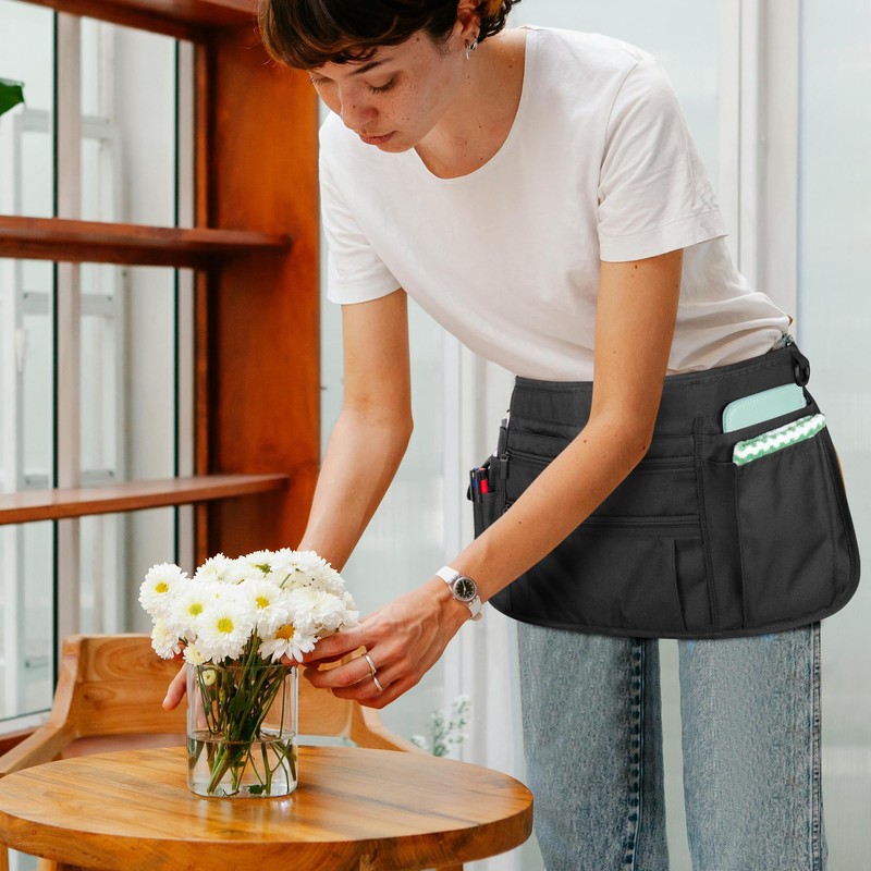 Rexmica Waitress Apron with Multiple Pockets, Server Apron Half Apron