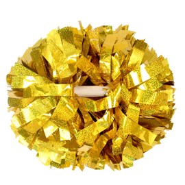 Lovecheer 2PCS Gold Cheerleader Pom Poms Holographic Pom Poms Cheerleading with Baton Handle for Sports Team Spirit Dance Adults