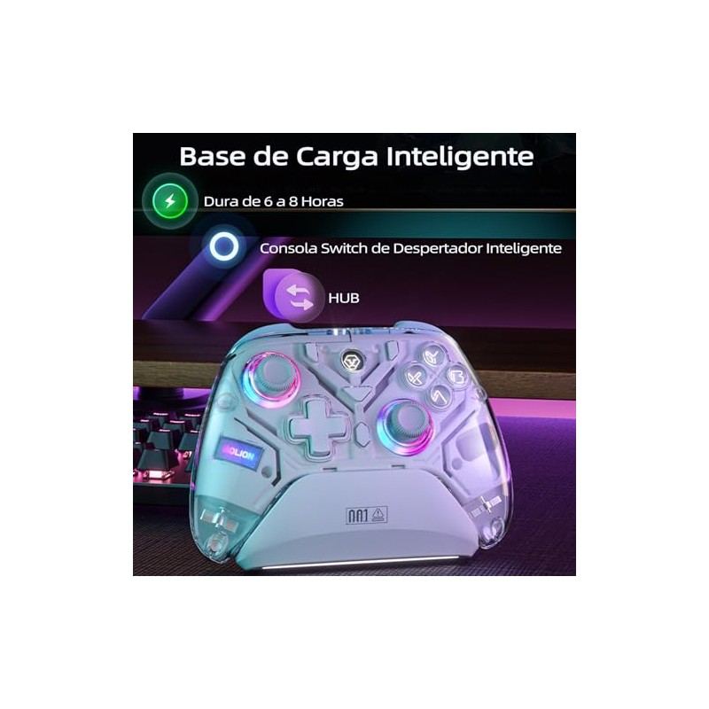 Control Inalambrico para Switch,Controlador Bluetooth 5.3 De RGB Luz con