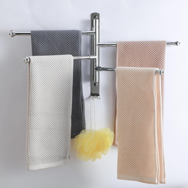 OURVII Bathroom Towel Rack Swivel Hanger Towel Bar Wall Mounted