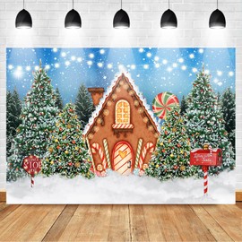 Avezano Cartoon Christmas Village Photography Background Winter Snow Pine Tree Background Xmas Fairy Tale Animated Kids Party Decorations Banner Photo Booth Studio Props (7ft x 5ft)