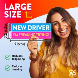 Rio Salto 3-Pack Large New Driver Car Magnet Please Be Patient Magnet Permit Student Driver Magnets Sticker Cool Prank Rookie Funny Magnetic Accessories Bumper (Hot Pink and Blue, Reflective Magnet)