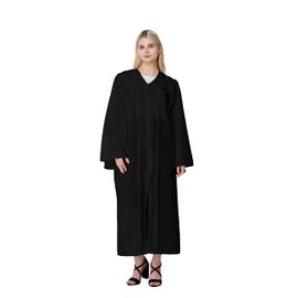 Unisex Matte Choir Robes for Church &Graduation Gown Only,Graduation Robe,Pulpit Robes and Judge Robes, Black, 45 Plus