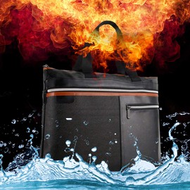 Fireproof Document Bags, 17" Home Safes Fireproof Waterproof Bag with Zipper, Safe Briefcase Storage A4 Document Holder, Laptop, Bank Deposit, Passport, Jewelry