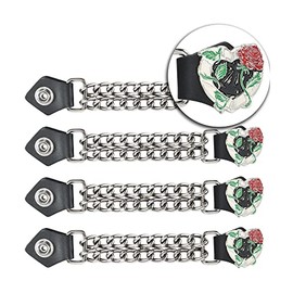 Dream Apparel 4PCS Motorcycle Vest Extenders for Women, Biker Vest Extenders with Faux Leather Ends and Double Chrome Chains
