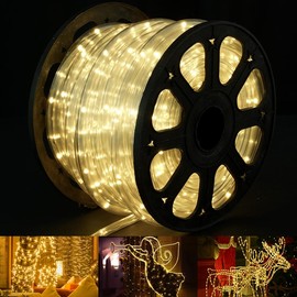 150Ft Led Rope Lights,1620 LEDs Waterproof Indoor Outdoor Party Decorative Lighting with 8 Modes,Connectable and Flexible Rope Lighting for Garden,Pool,Home (Warm White, 150 Ft)